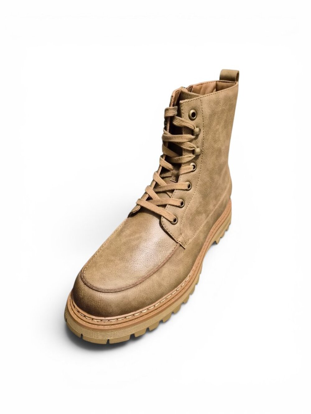 Madden NYC Men's Faux Leather McCoyy Boots Sz 12-13 Lace Up Comfort Insole Taupe - Picture 7 of 8